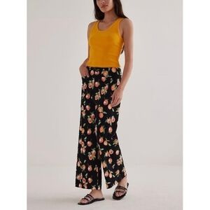 Maeve by ANTHROPOLOGIE Colette Peach Print Cropped Wide Leg Pants Size 27P
